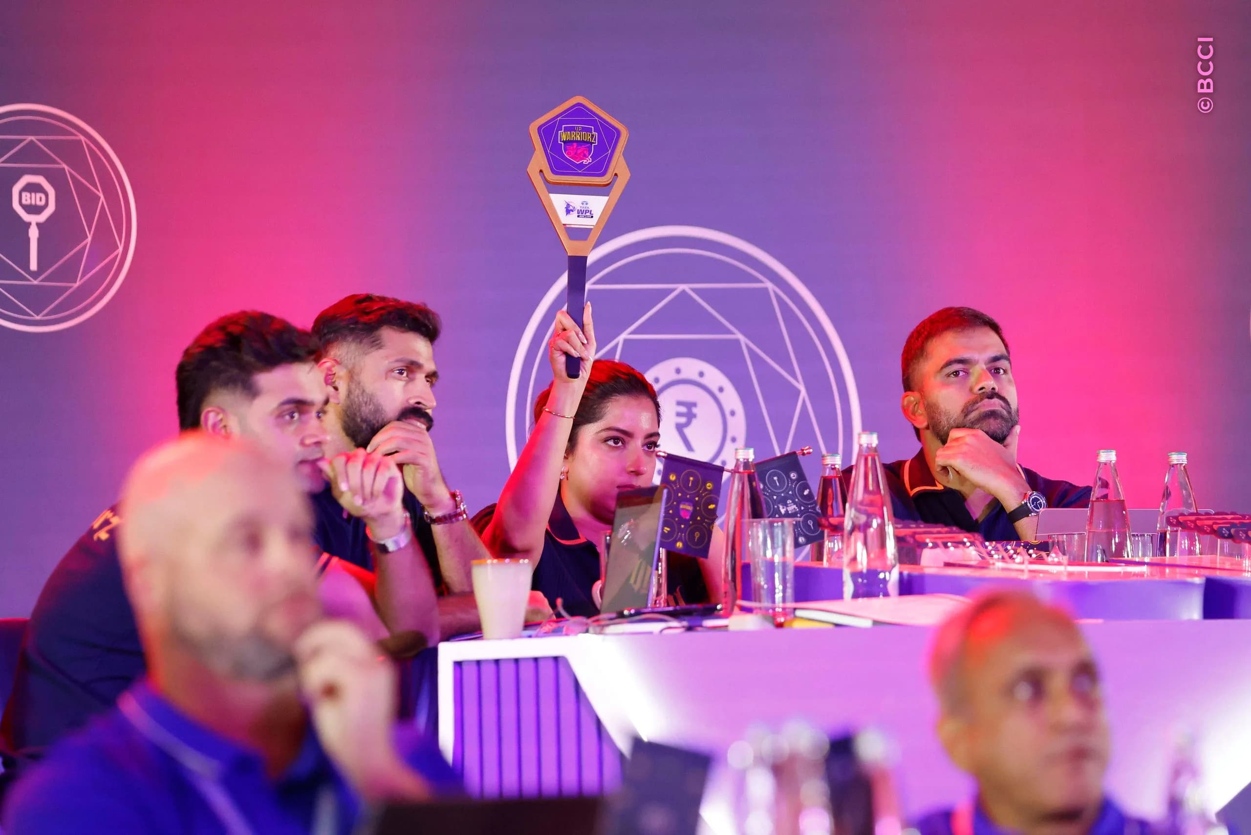UP Warriorz officials during the Women's Premier League Auction, held at Grand Hyatt Kochi Bolgatty, Kochi, India on 28th October 2026.Photo: Deepak Malik / CREIMAS for BCCI