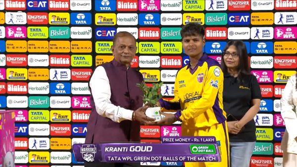 tata-wpl-green-dot-balls-of-the-match-match-14-gujarat-giants-vs-up-warriorz-wpl-2026-kranti-goud-6388098761112.Click to read full article.